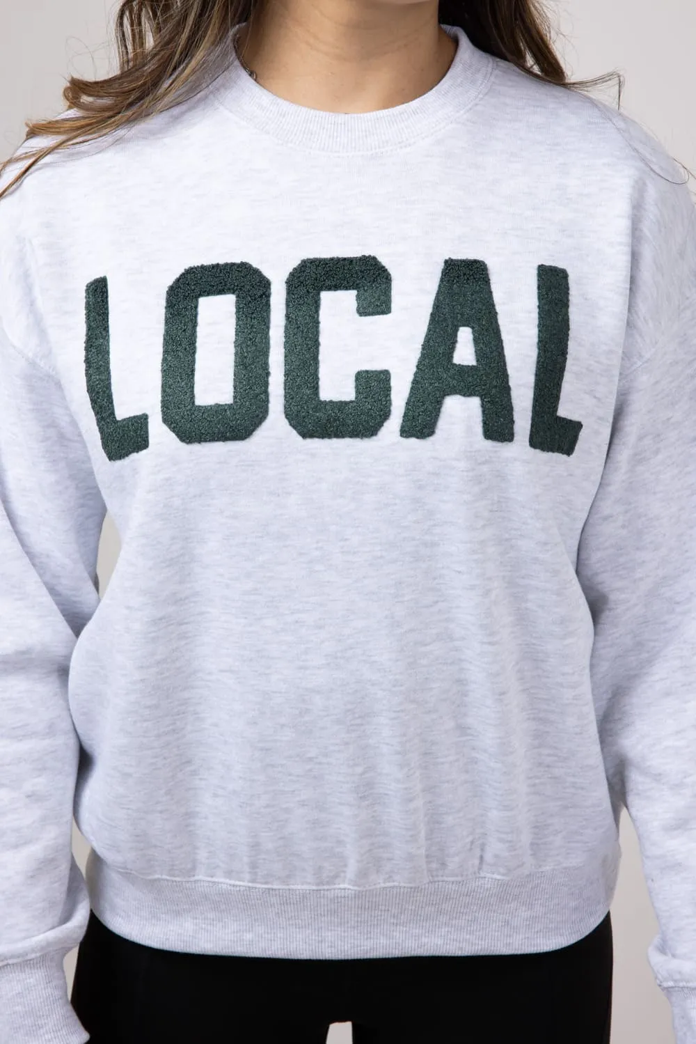 1897 Active Chenille Patch Local Crewneck for Women in Ice Grey | GT813-ICEGREY