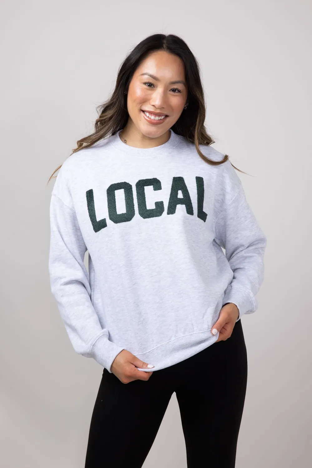 1897 Active Chenille Patch Local Crewneck for Women in Ice Grey | GT813-ICEGREY
