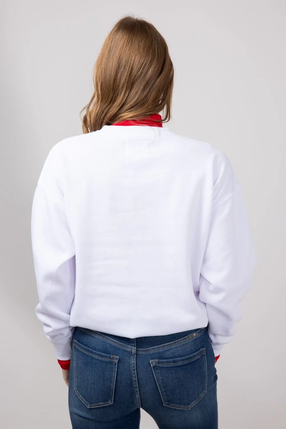 1897 Active Embroidered Weekend Fleece Sweatshirt for Women in White | GT876-WHITE