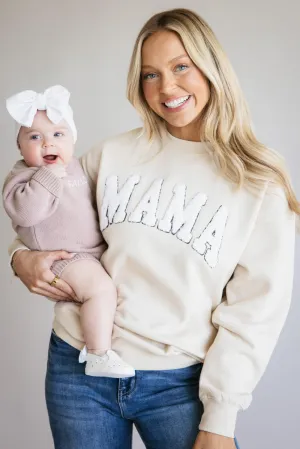 1897 Active Mama Chenille Patch Sweatshirt for Women in Cream | GT088-CREAM