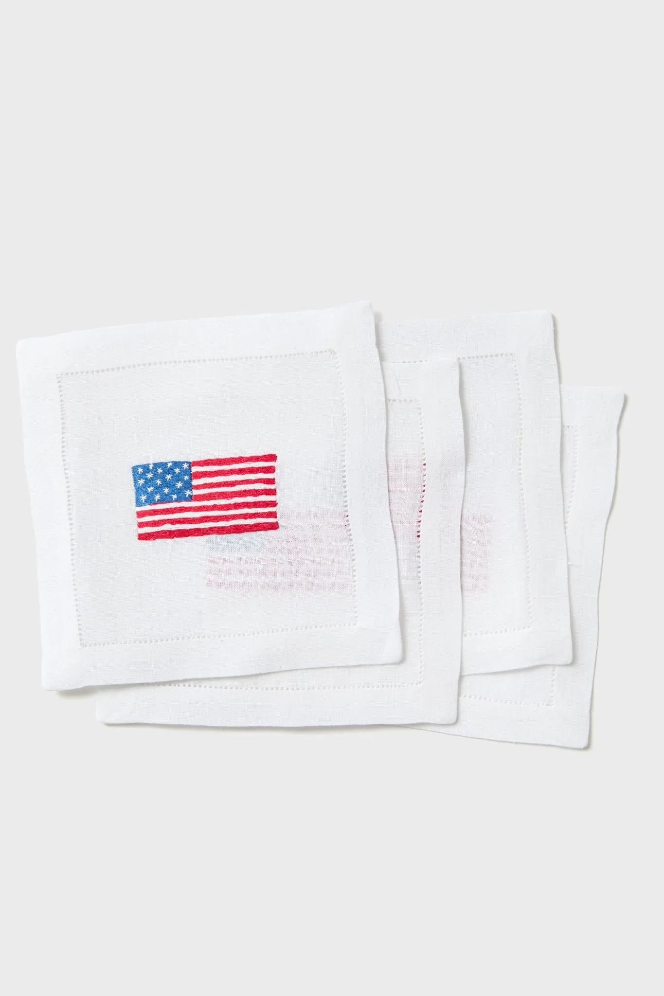 American Flag Embroidered Cocktail Napkins Set of 4
