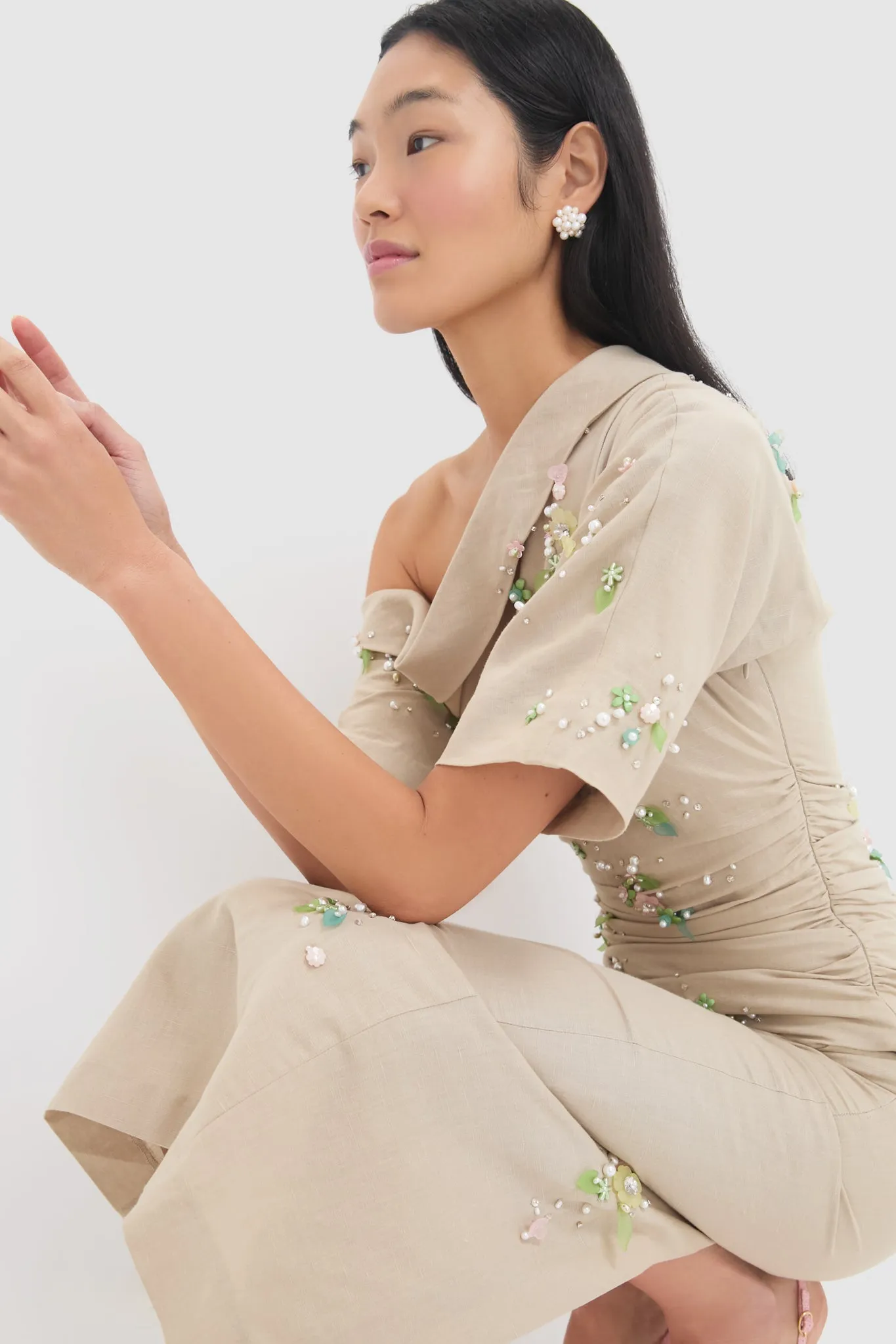 Beige with Jewel Embroidery Bowery Dress