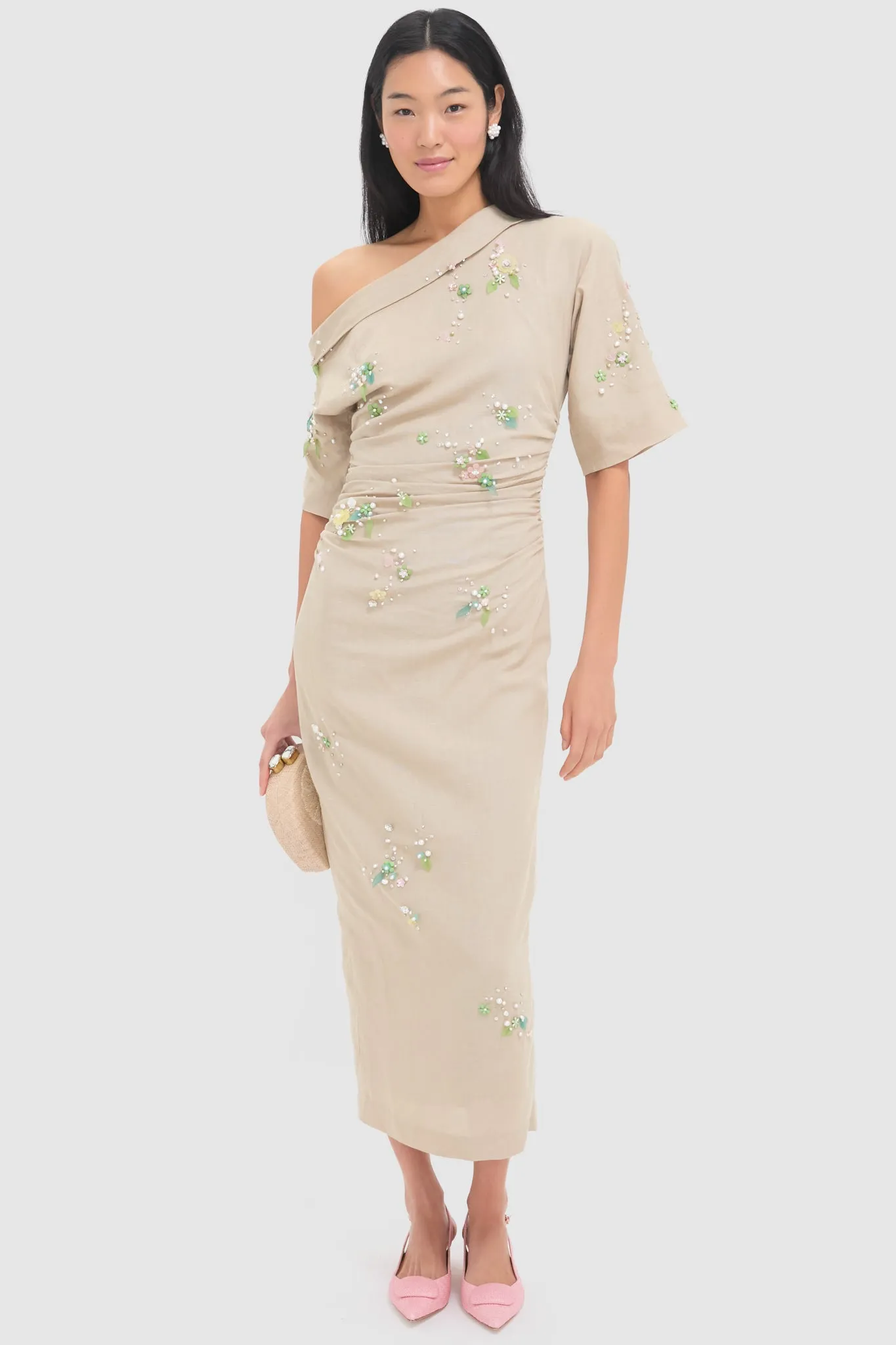 Beige with Jewel Embroidery Bowery Dress