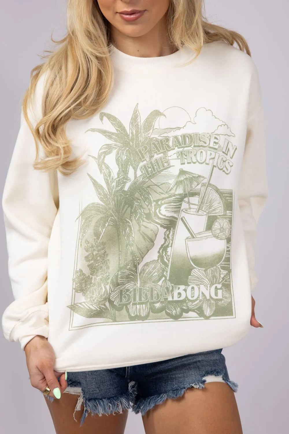 Billabong Paradise Awaits Sweatshirt for Women in White Cap | 24B462502-WCP