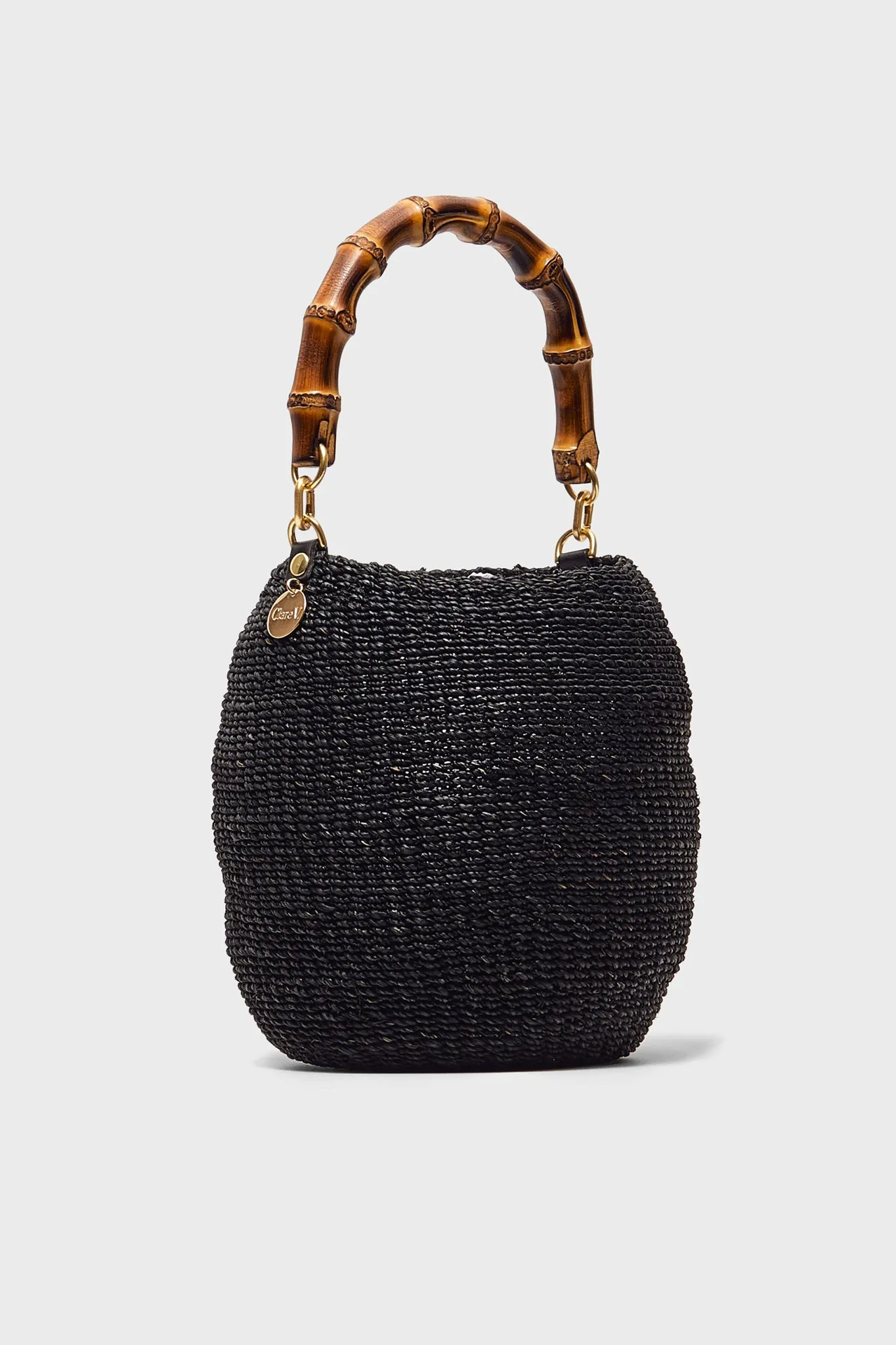 Black Pot De Miel Bag with Bamboo Handle