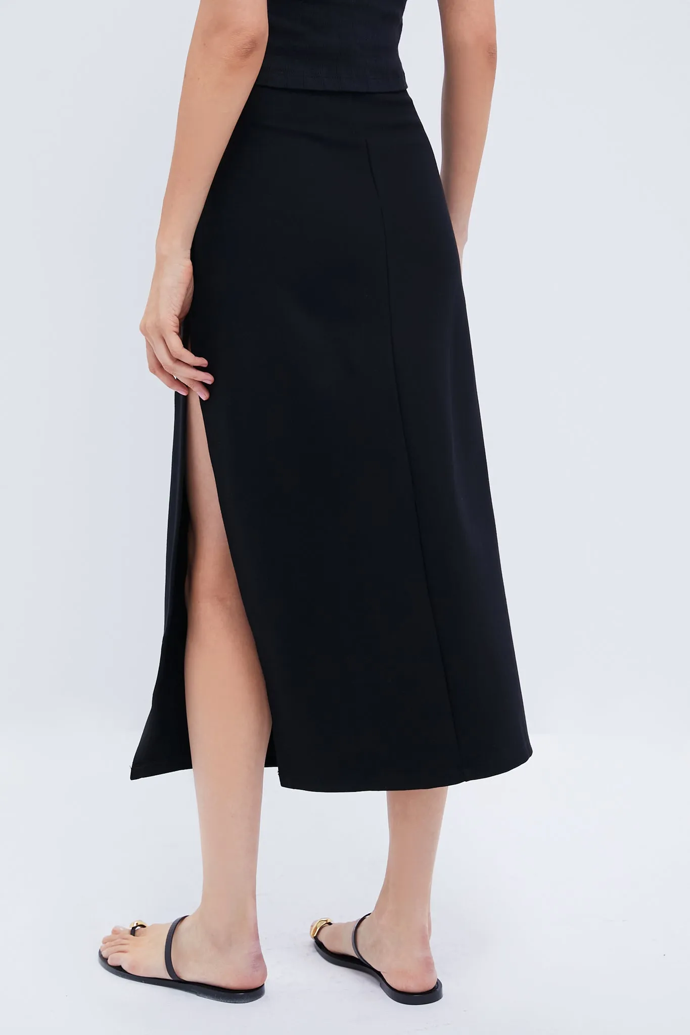 Black Rio Side Slit Skirt