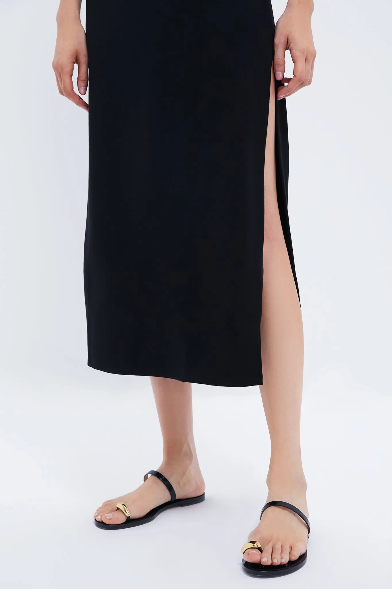 Black Rio Side Slit Skirt
