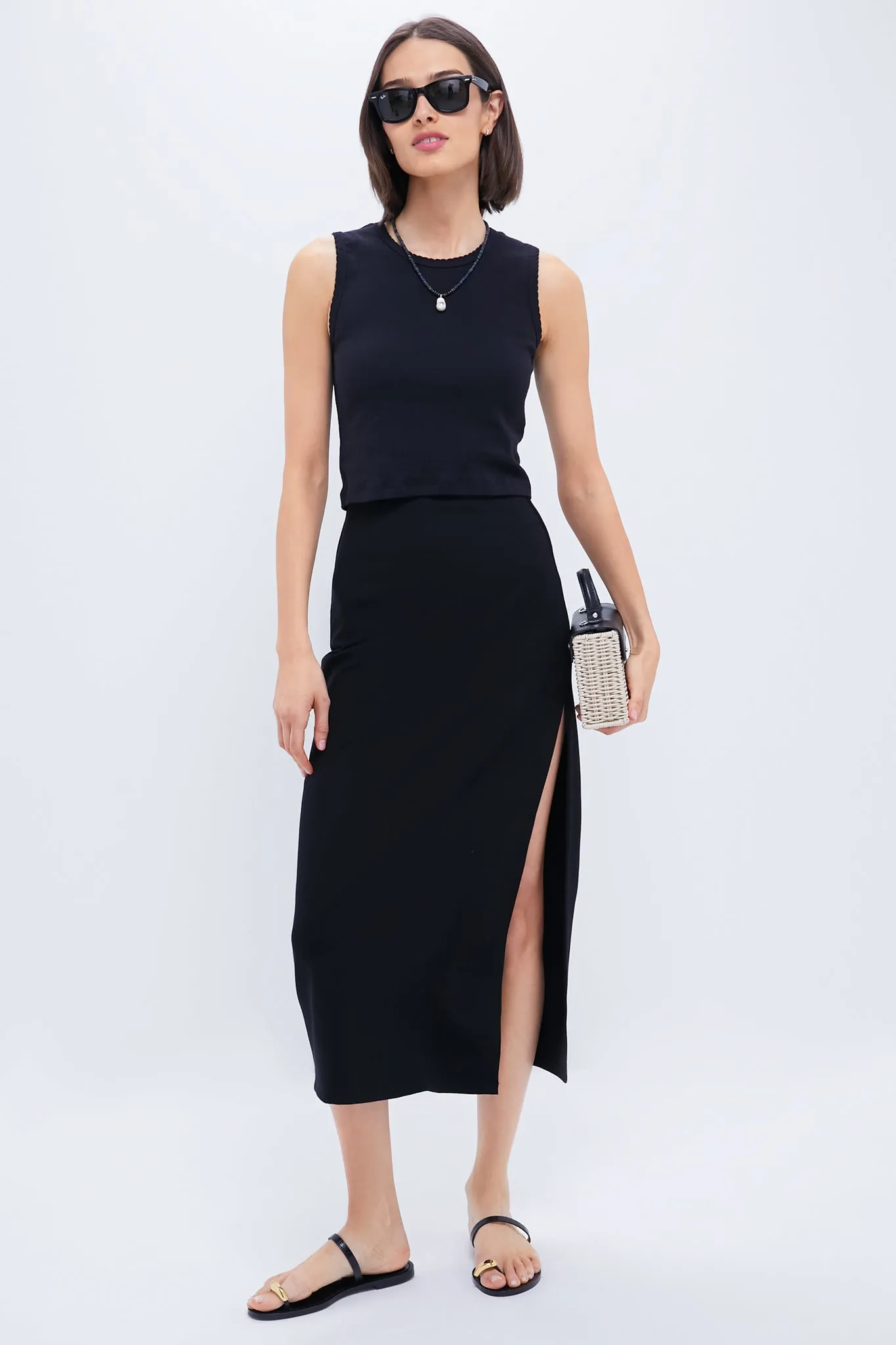 Black Rio Side Slit Skirt