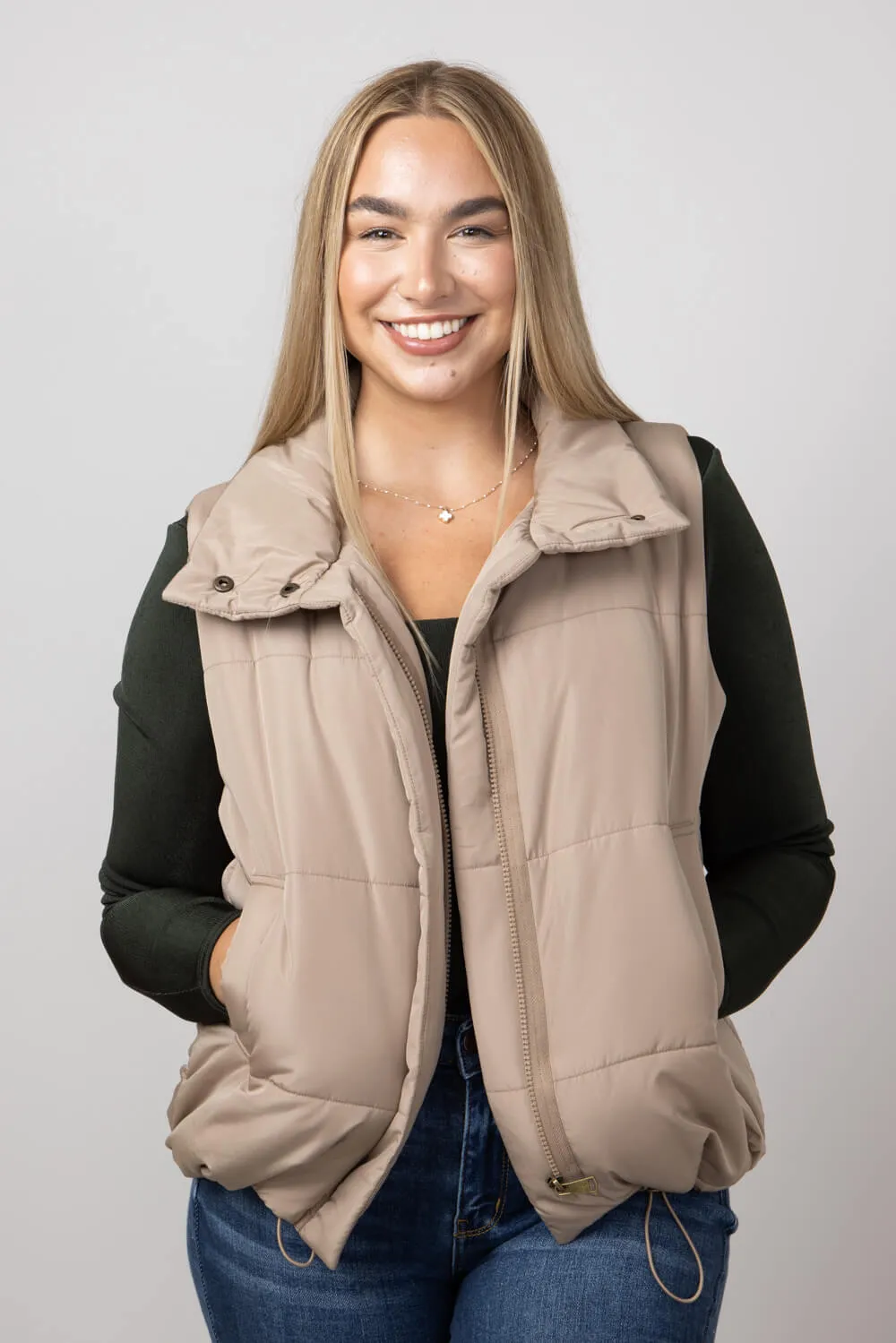 Blu Pepper Puffer Vest for Women in Mocha | CR2170-MOCHA