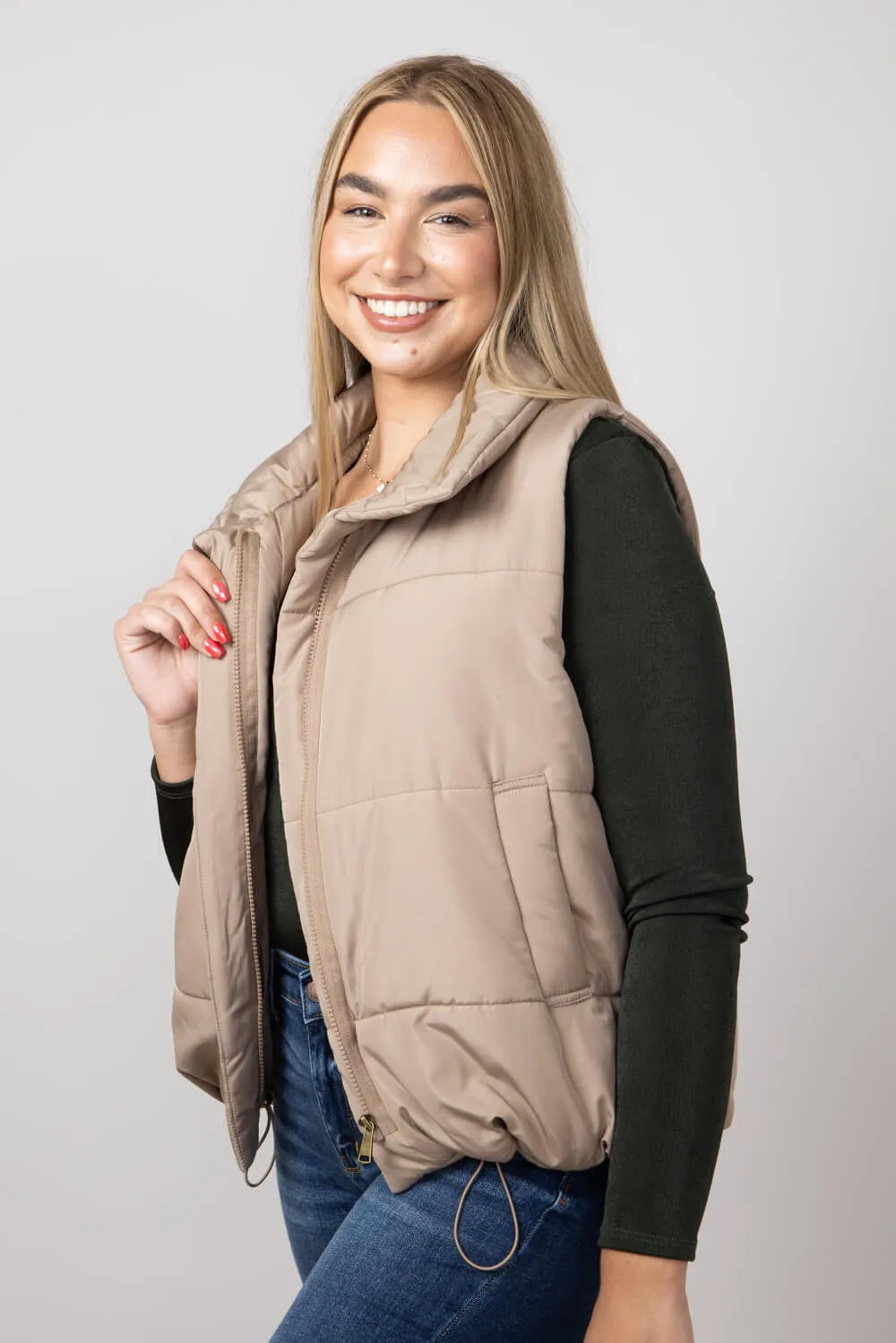 Blu Pepper Puffer Vest for Women in Mocha | CR2170-MOCHA