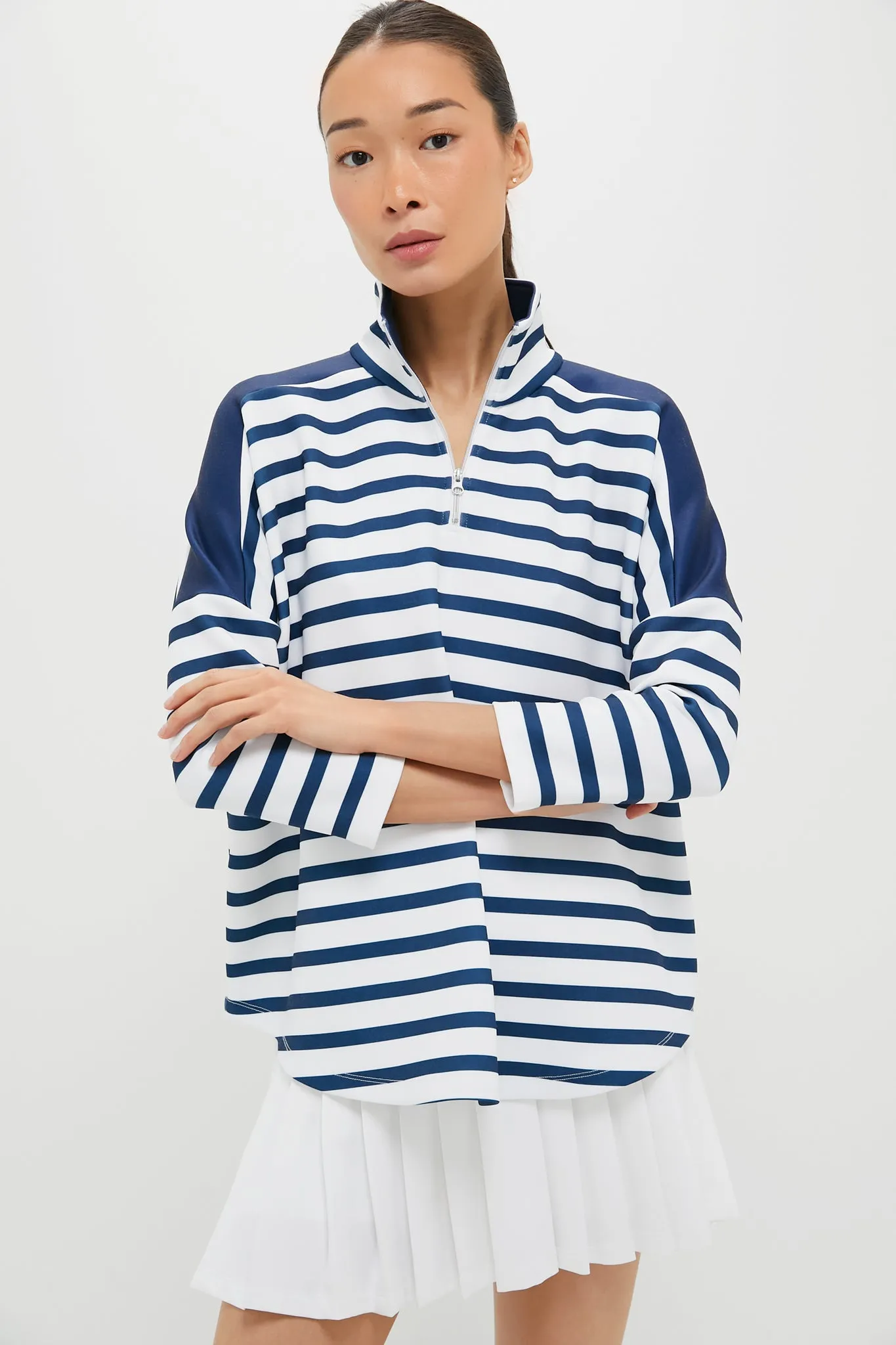 Blue and White Stripe Hudson Quarter Zip