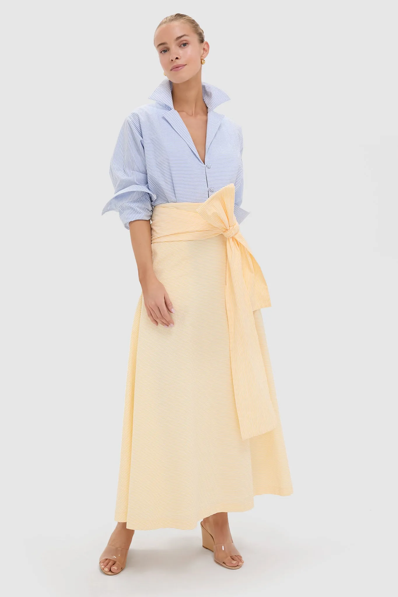Blue and White Striped and Yellow Clarence Dress