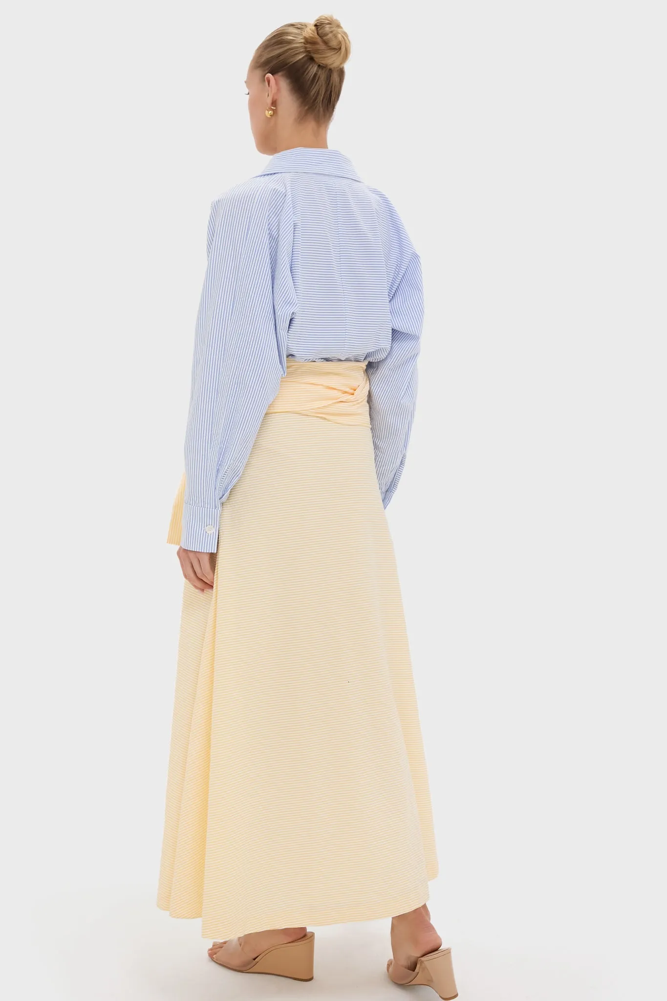 Blue and White Striped and Yellow Clarence Dress