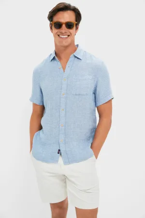 Blue Basketweave Palma Linen Shirt