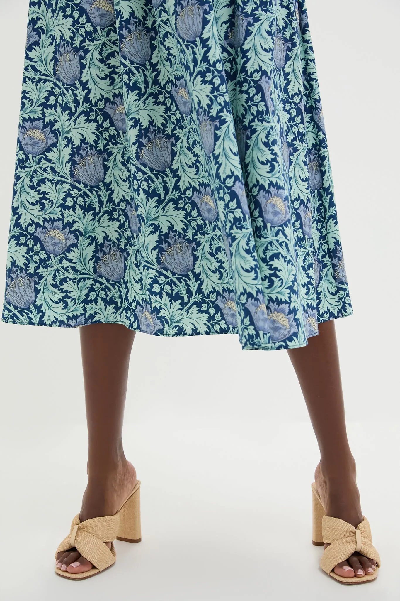 Blue Leafy Floral Maeve Midi Dress