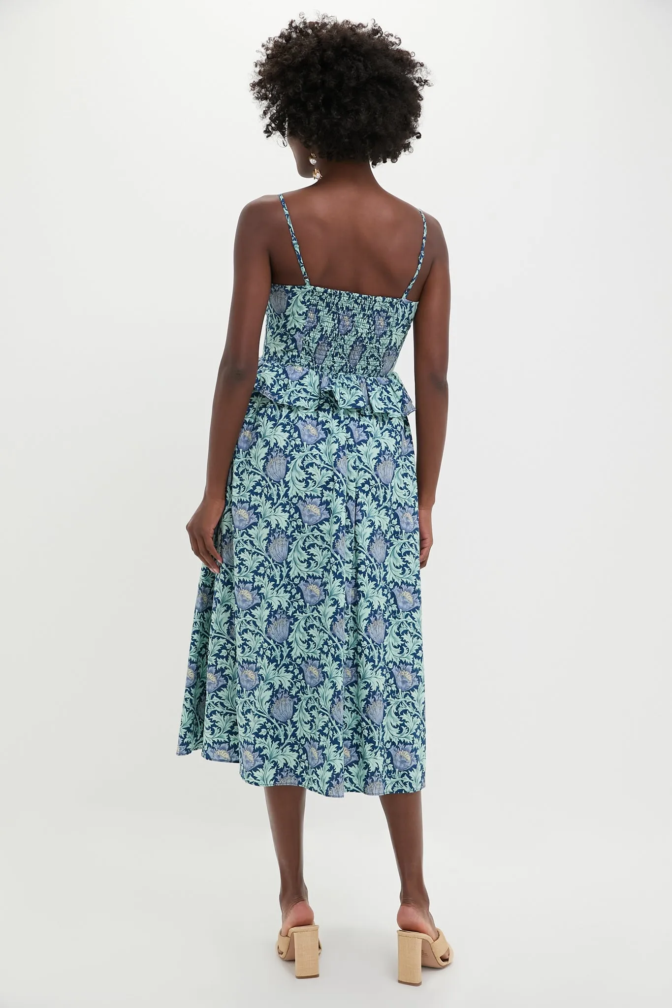 Blue Leafy Floral Maeve Midi Dress
