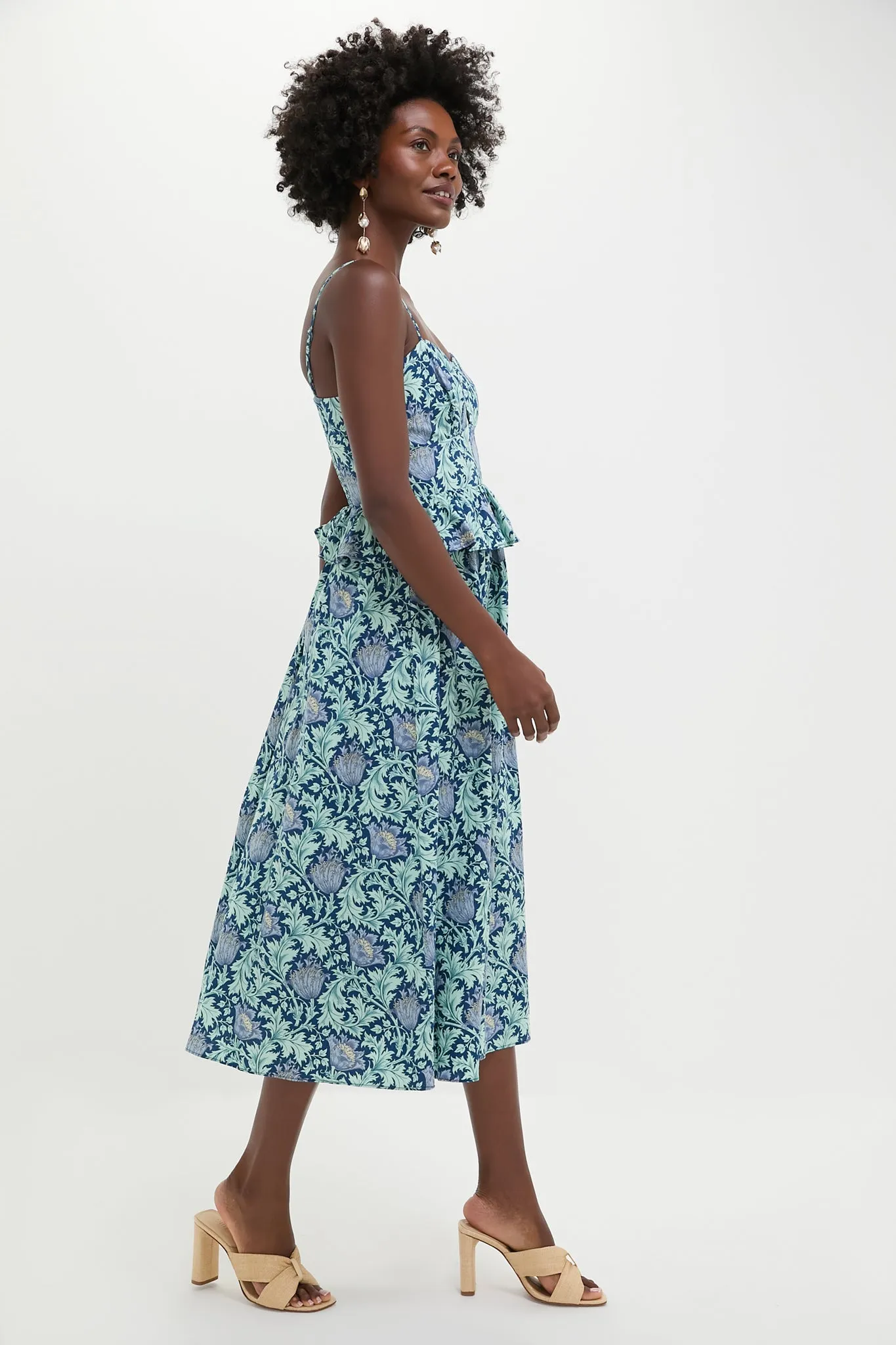 Blue Leafy Floral Maeve Midi Dress