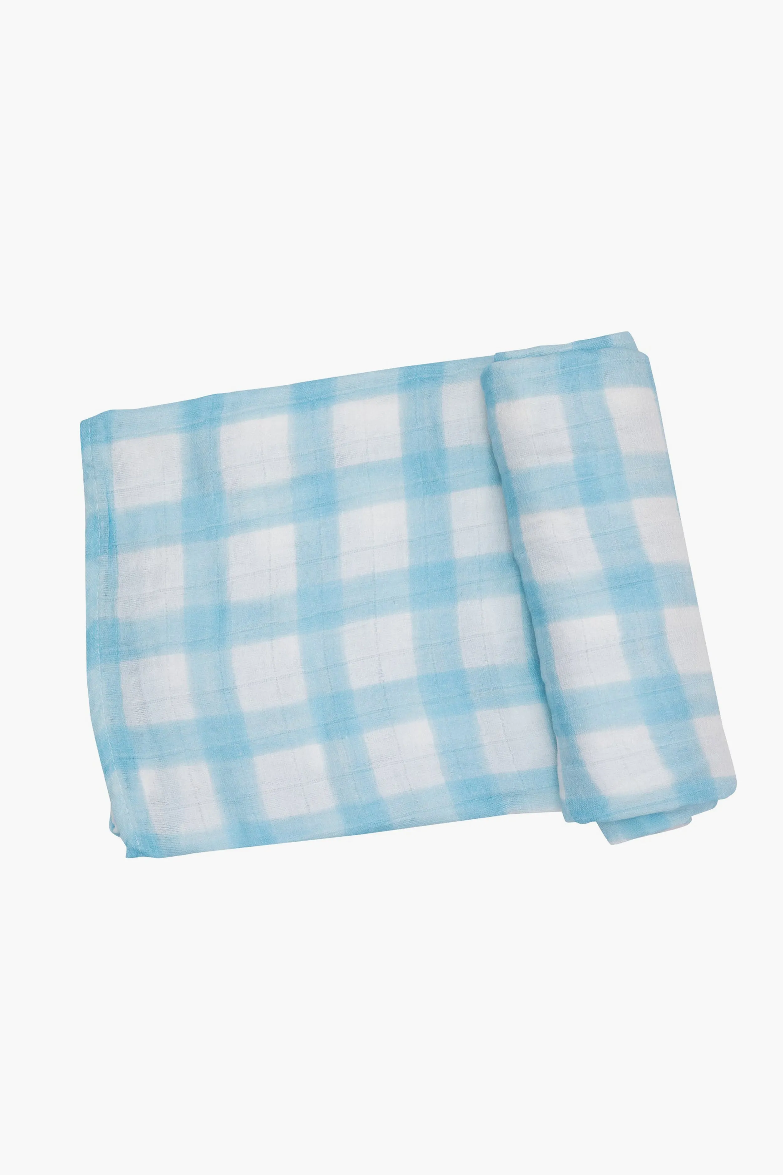 Blue Painted Gingham Swaddle