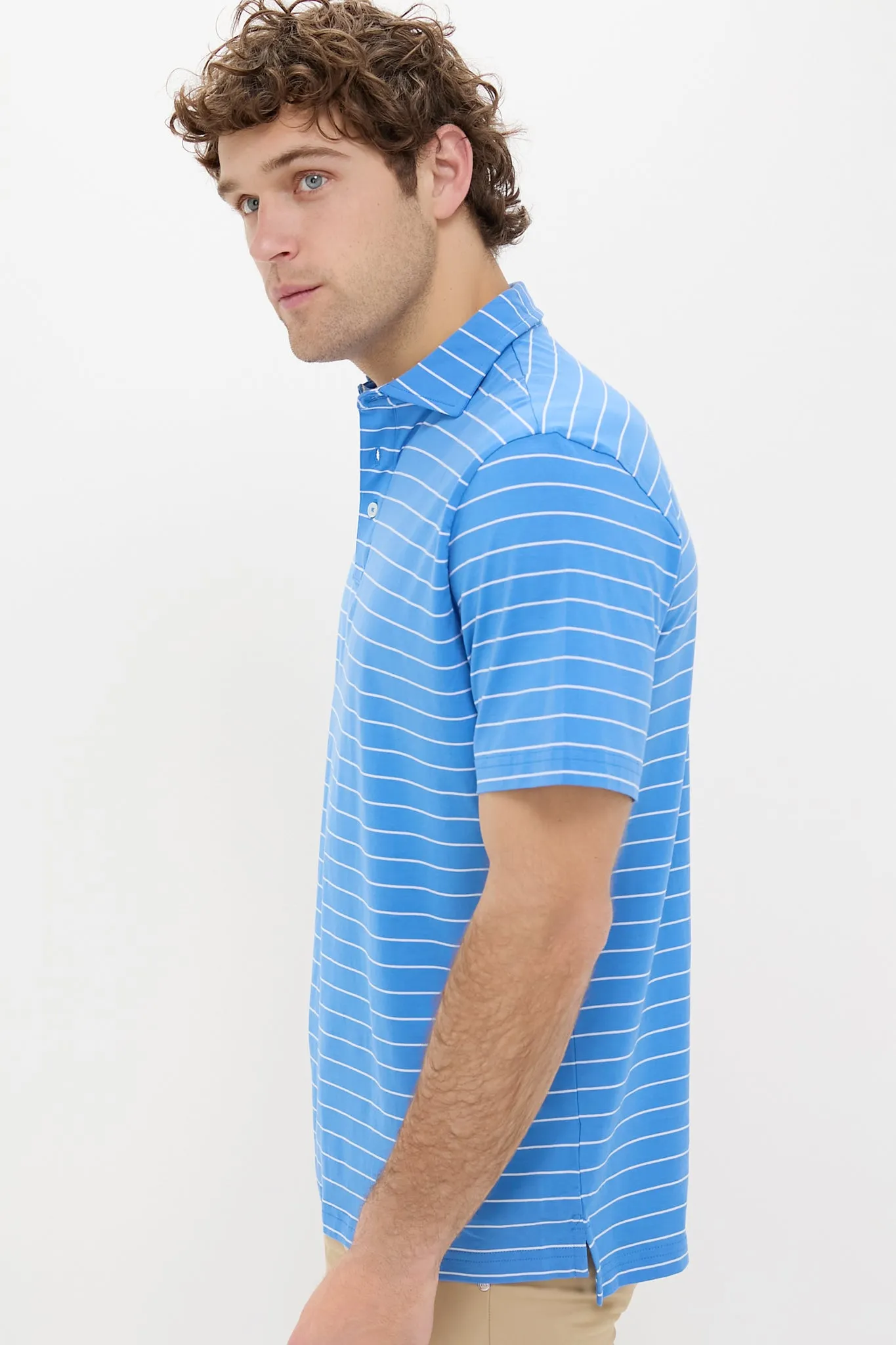 Blue Poppy Crown Comfort Ross Stripe Polo