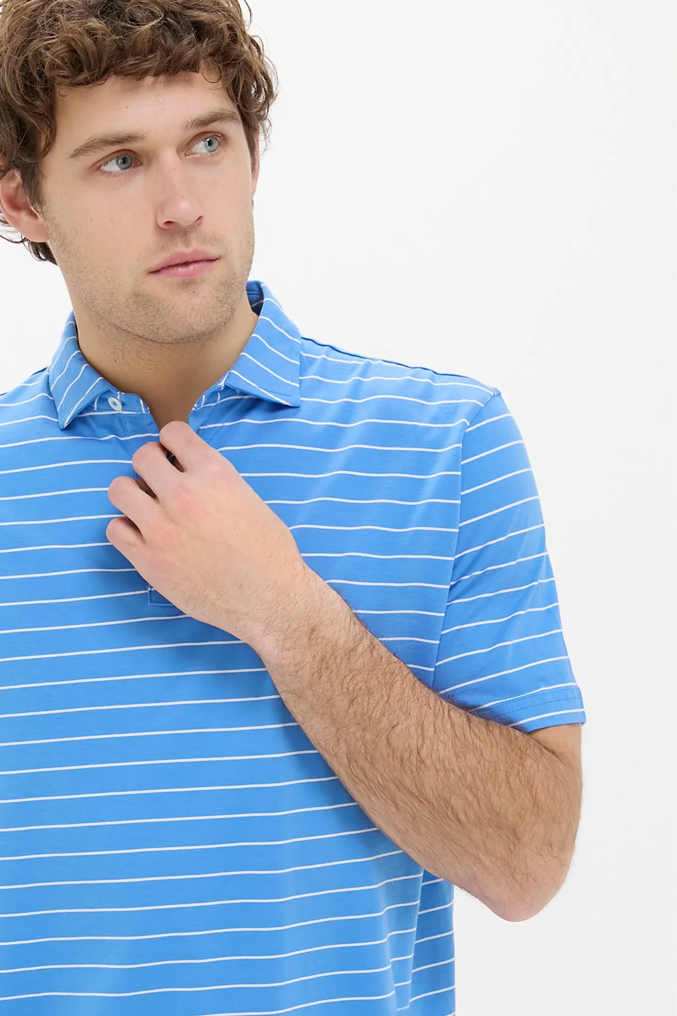 Blue Poppy Crown Comfort Ross Stripe Polo