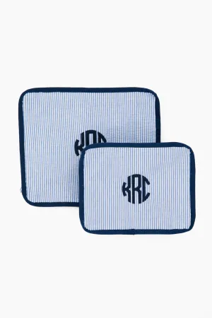 Blue Seersucker Travel Set