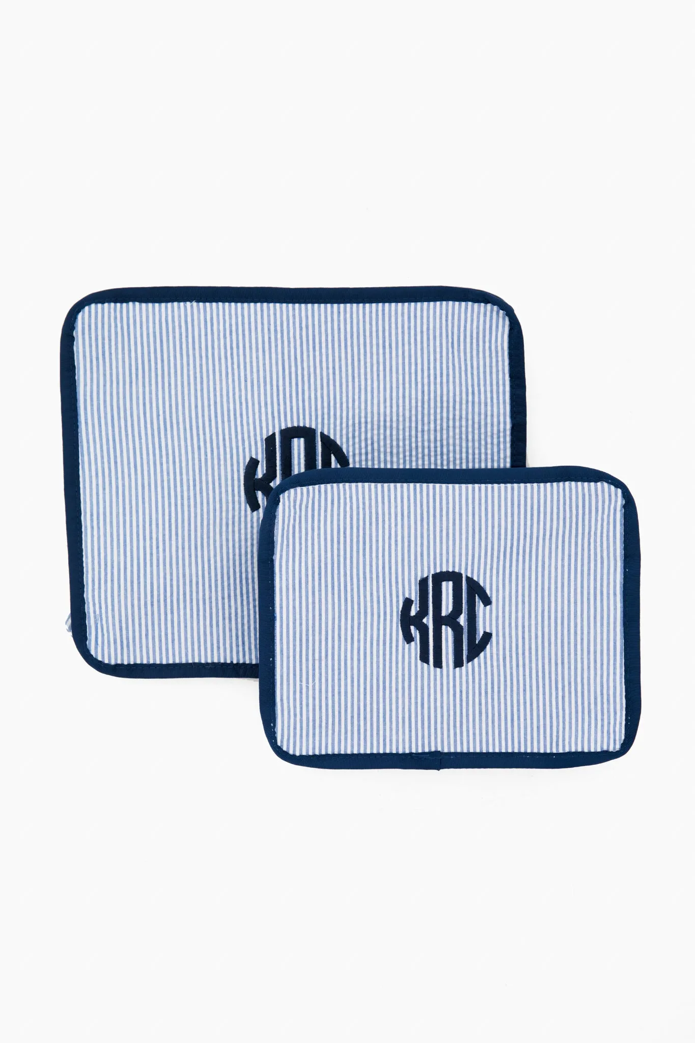Blue Seersucker Travel Set