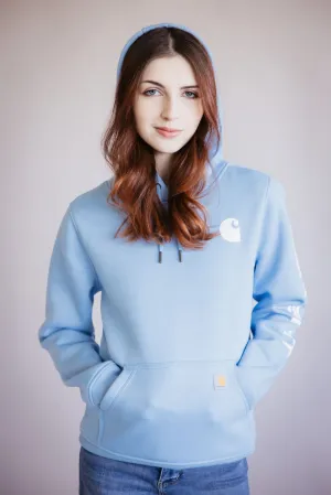Carhartt Logo Sleeve Midweight Hoodie for Women in Sky Blue | 102791-HL7