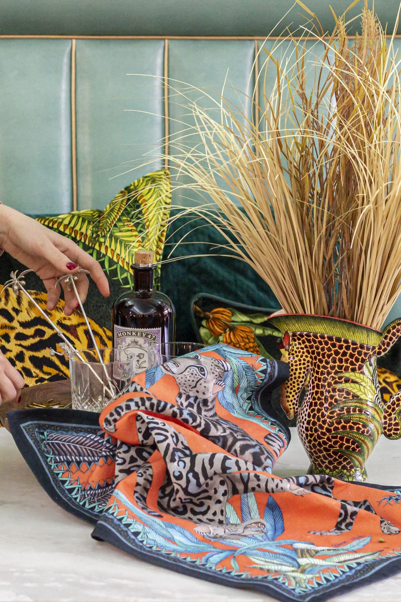 Coral Cheetah Kings Tea Towel