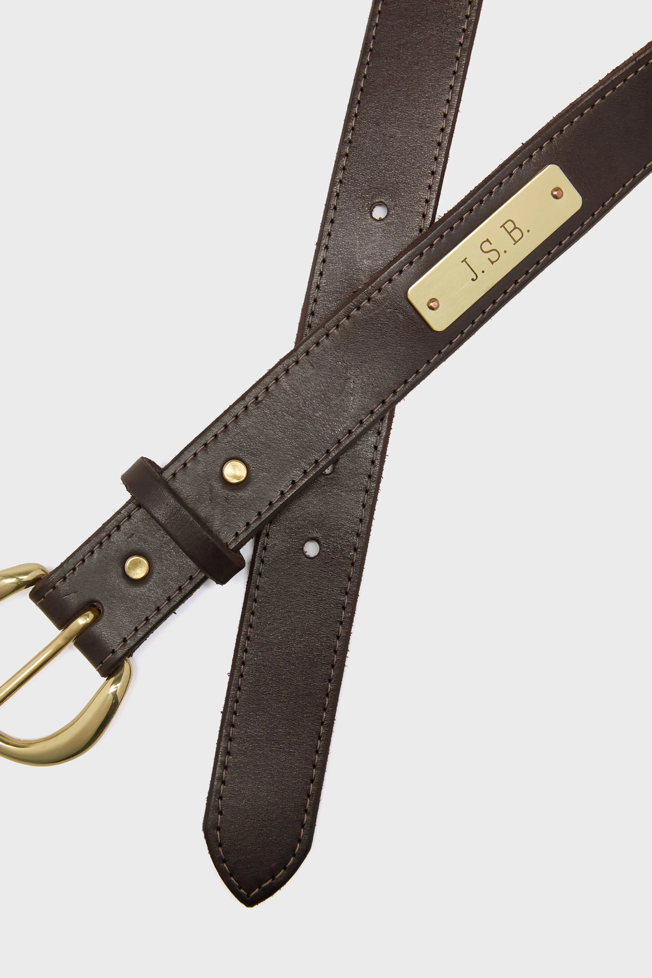 Dark Brown Custom 1.25" Bridle Leather Belt with Name Plate