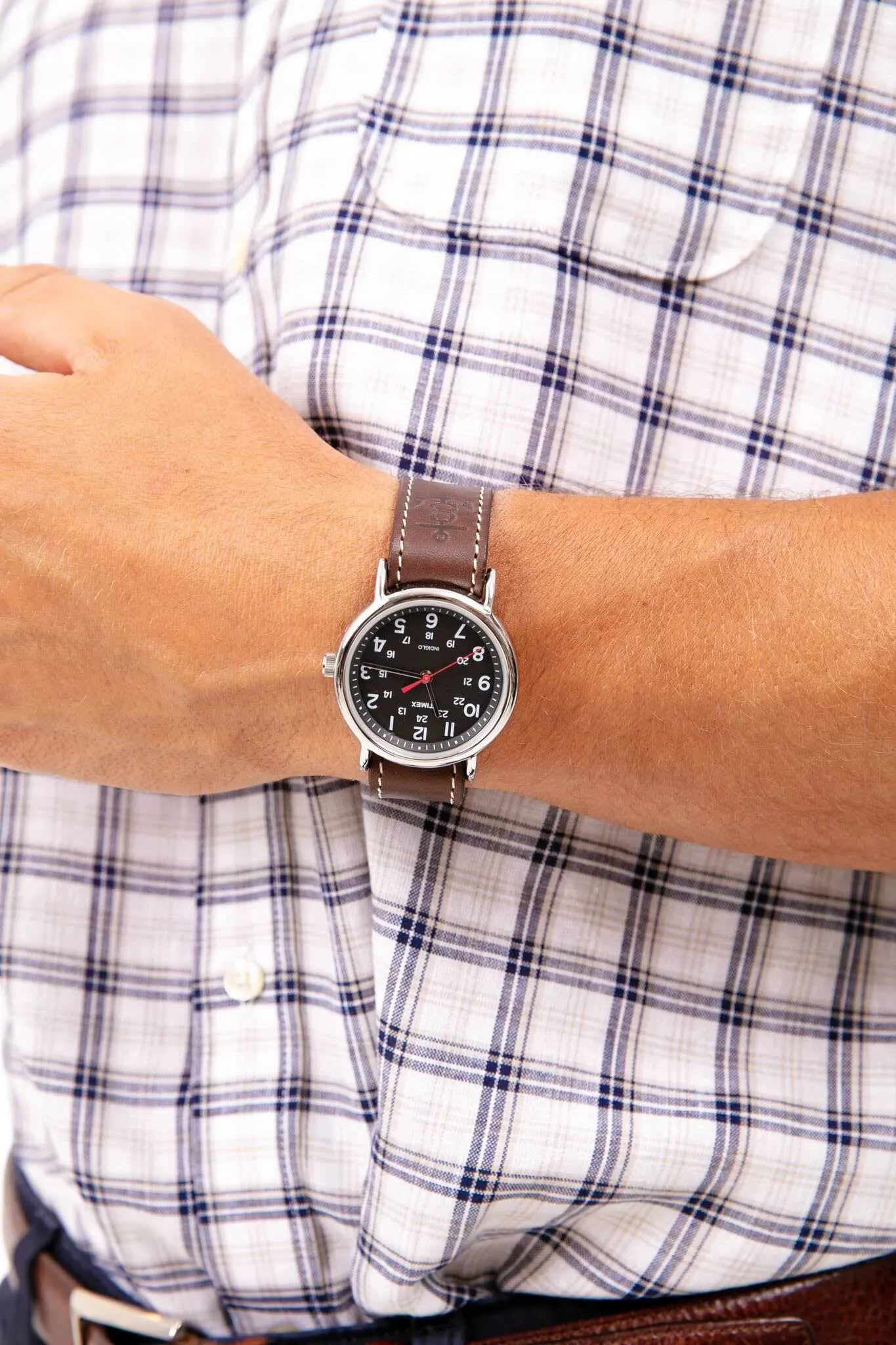 Dark Brown Leather Weekender Watch with Black Dial