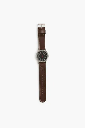 Dark Brown Leather Weekender Watch with Black Dial