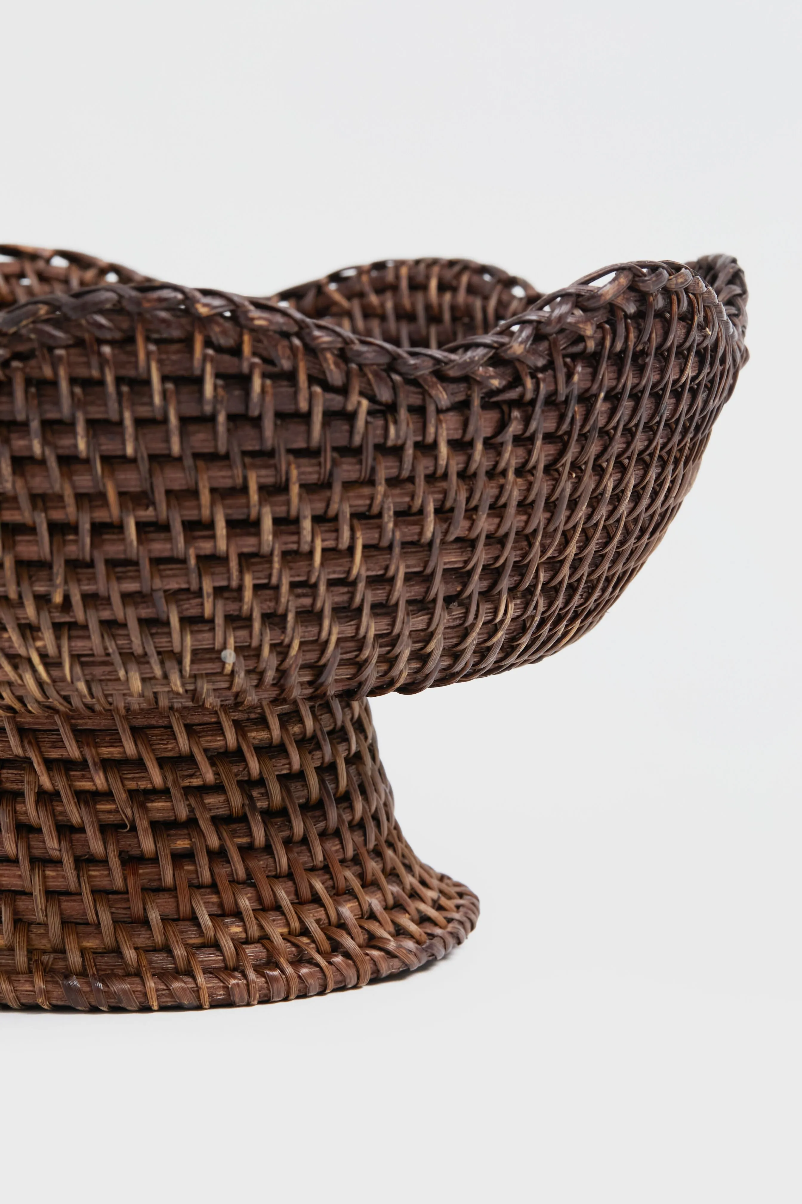 Dark Brown Rattan Footed Bowl