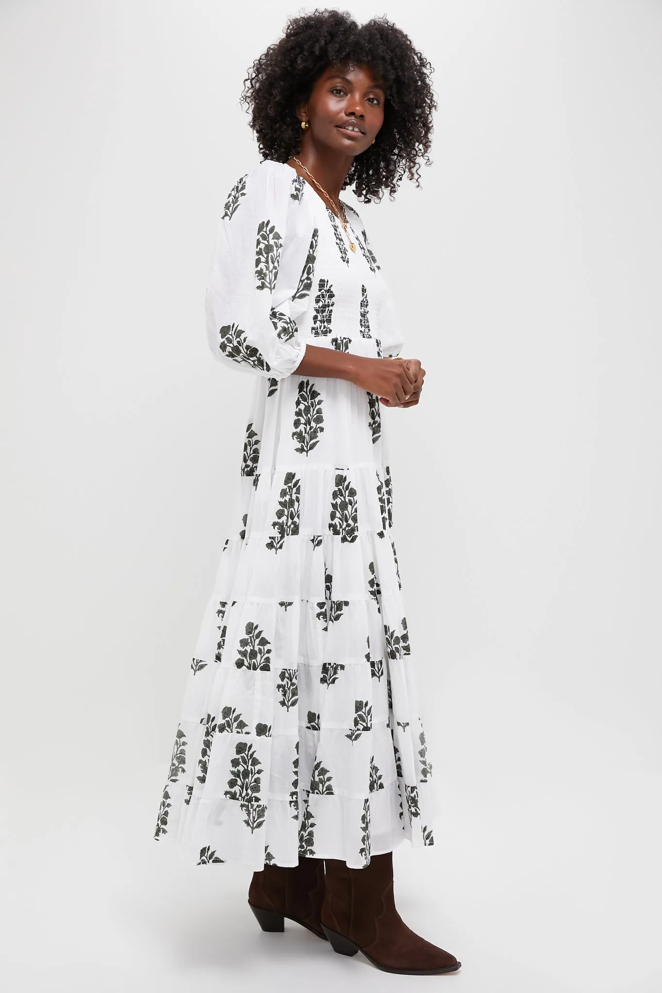Deep Slate Green Aneeza Stamp Alice Dress