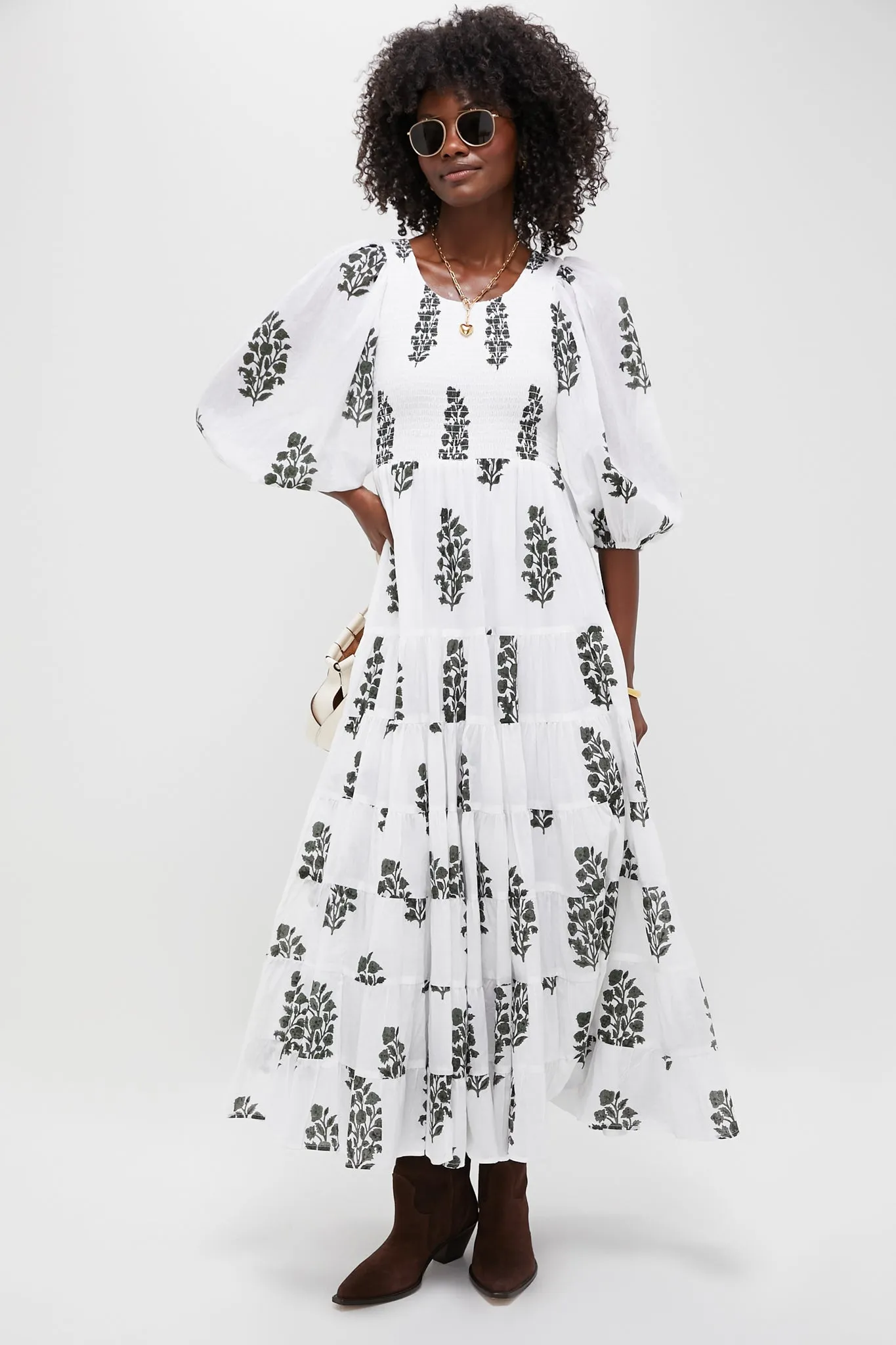 Deep Slate Green Aneeza Stamp Alice Dress