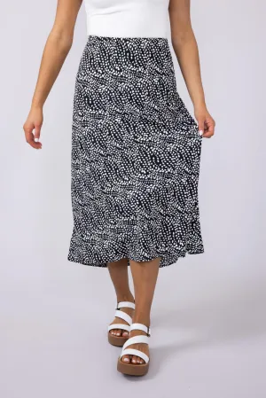 Ditsy Dots Midi Skirt for Women in Black | 71063-BLACKDOTS