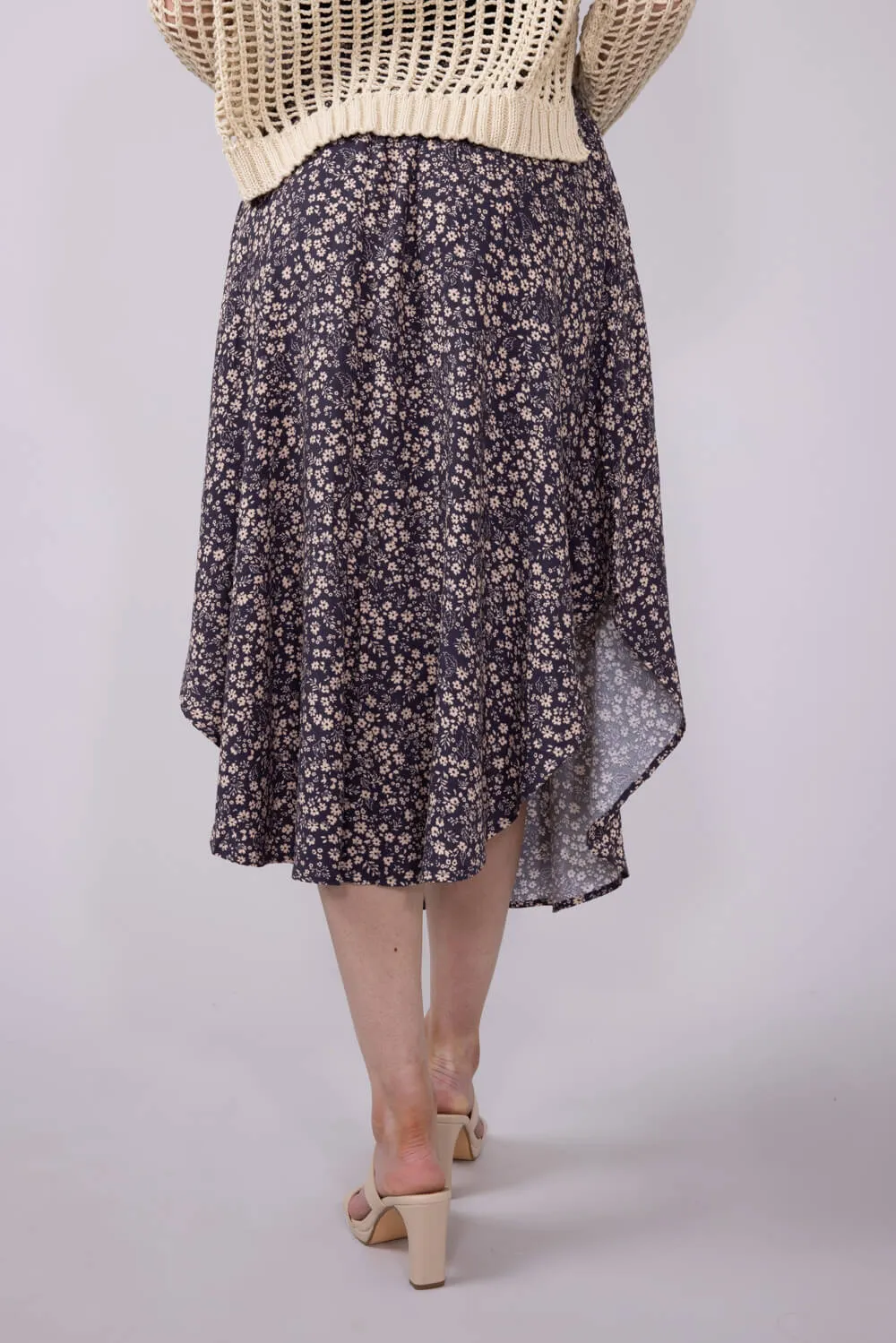 Ditsy Floral Hi-Low Midi Skirt for Women in Purple | VNS16762H8-NIGHTPURPLE