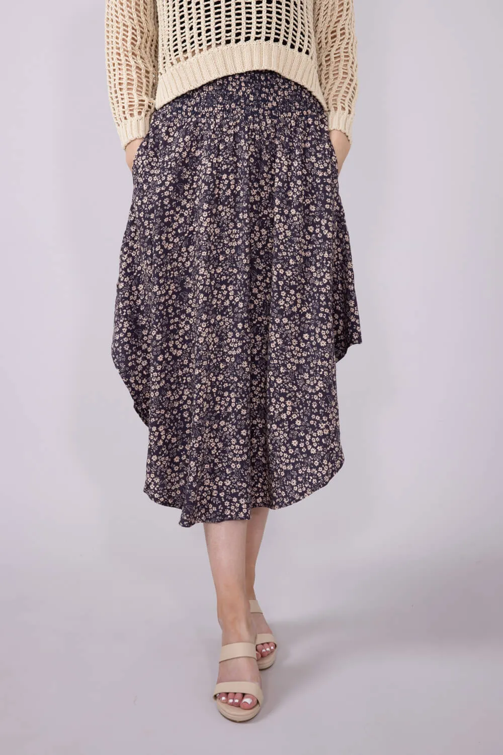 Ditsy Floral Hi-Low Midi Skirt for Women in Purple | VNS16762H8-NIGHTPURPLE