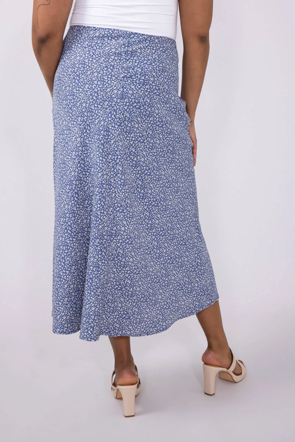 Ditsy Floral Midi Skirt for Women in Dusty Blue | 71063-DUSTYBLUE