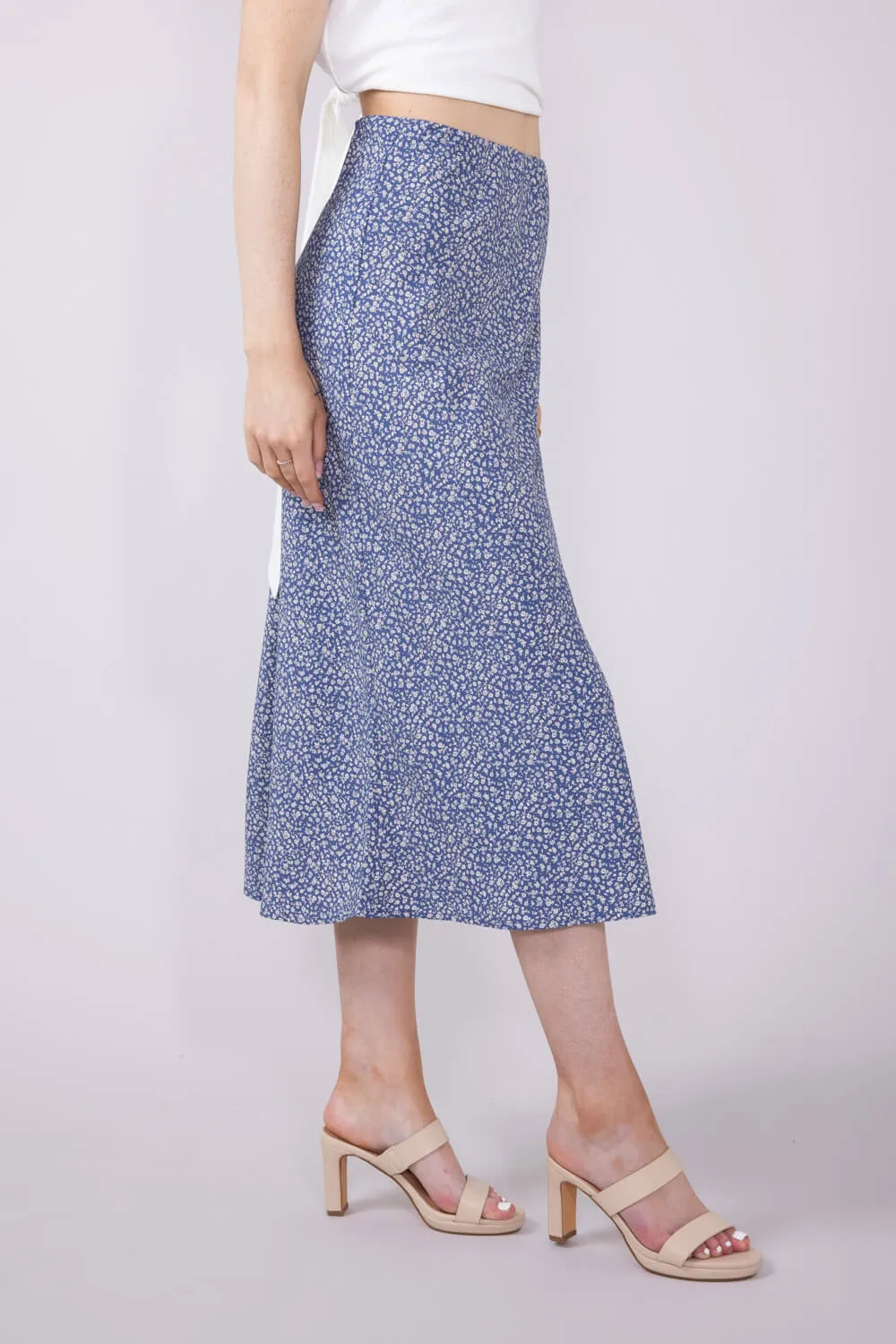 Ditsy Floral Midi Skirt for Women in Dusty Blue | 71063-DUSTYBLUE