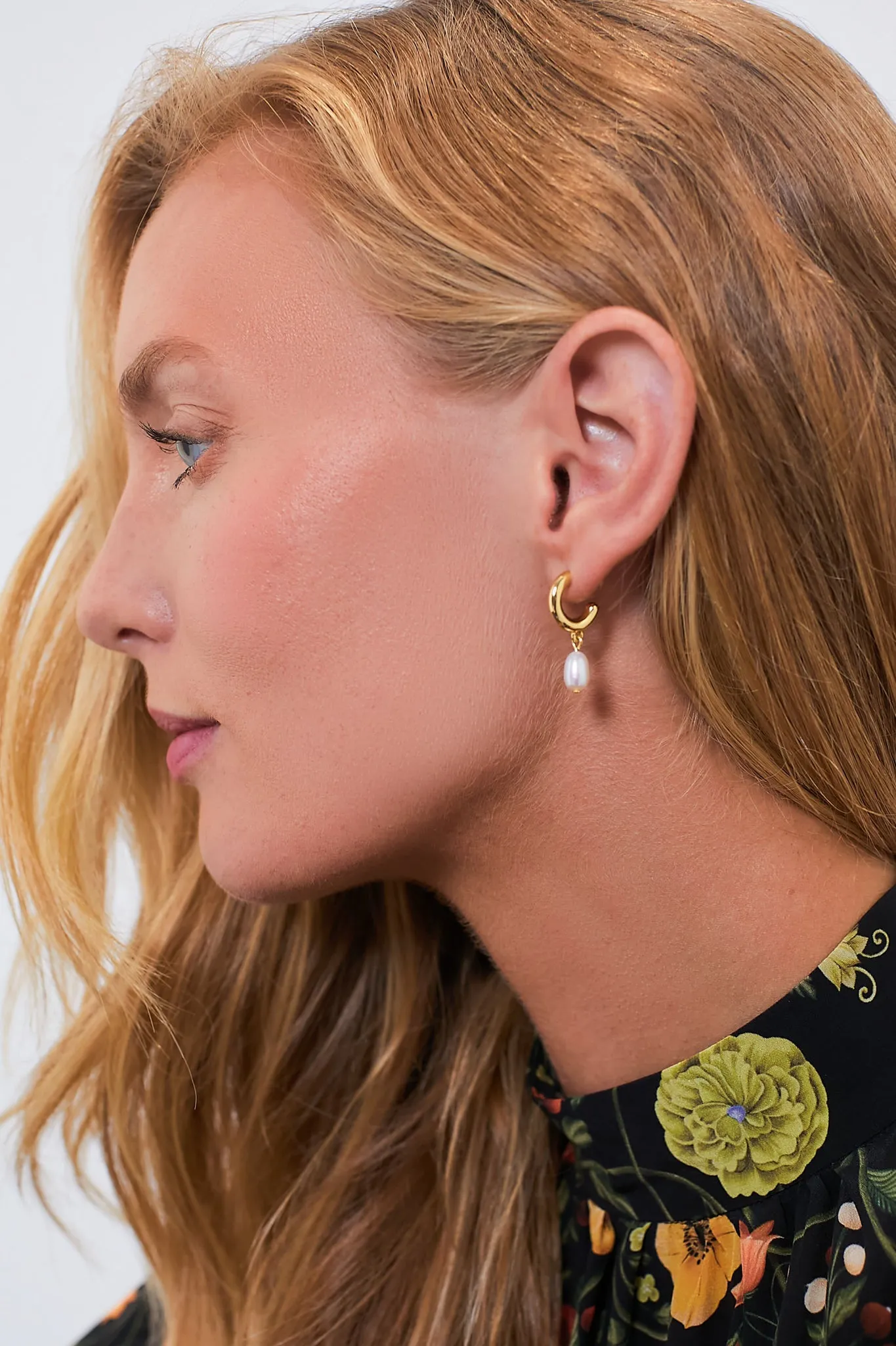 Drop Pearl Annabelle Hoop Earrings