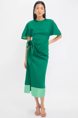 Emerald Slash and Slit Dress