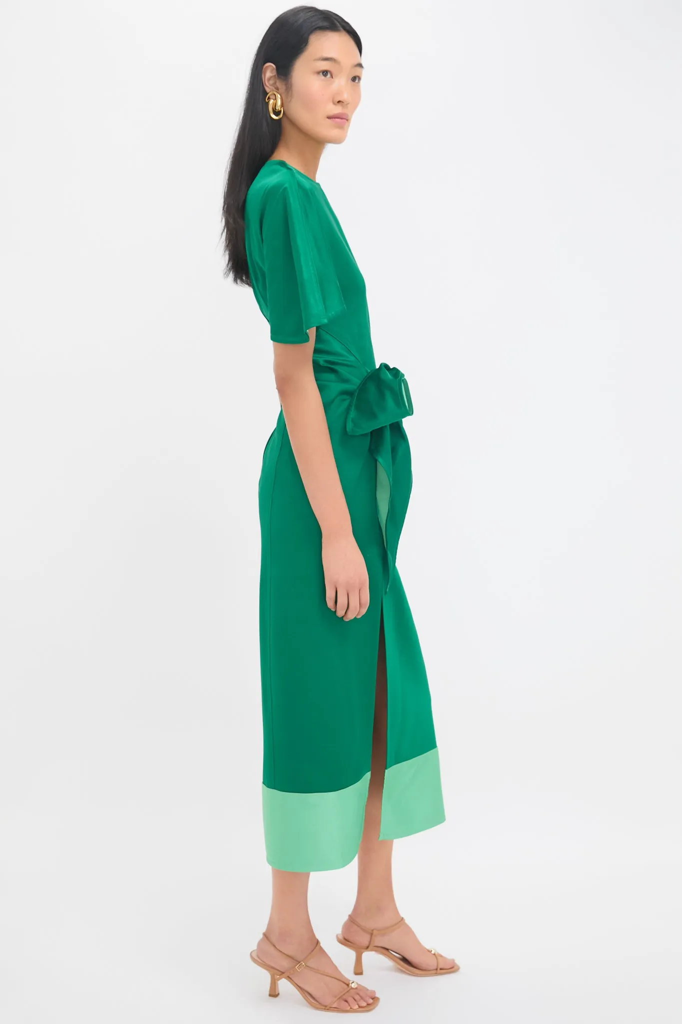 Emerald Slash and Slit Dress