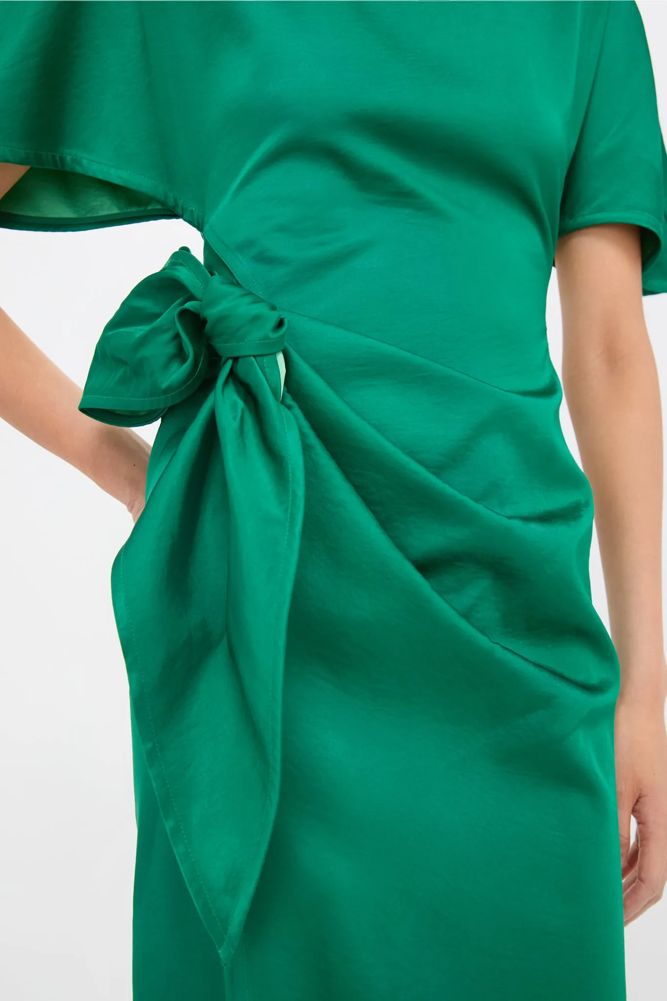 Emerald Slash and Slit Dress