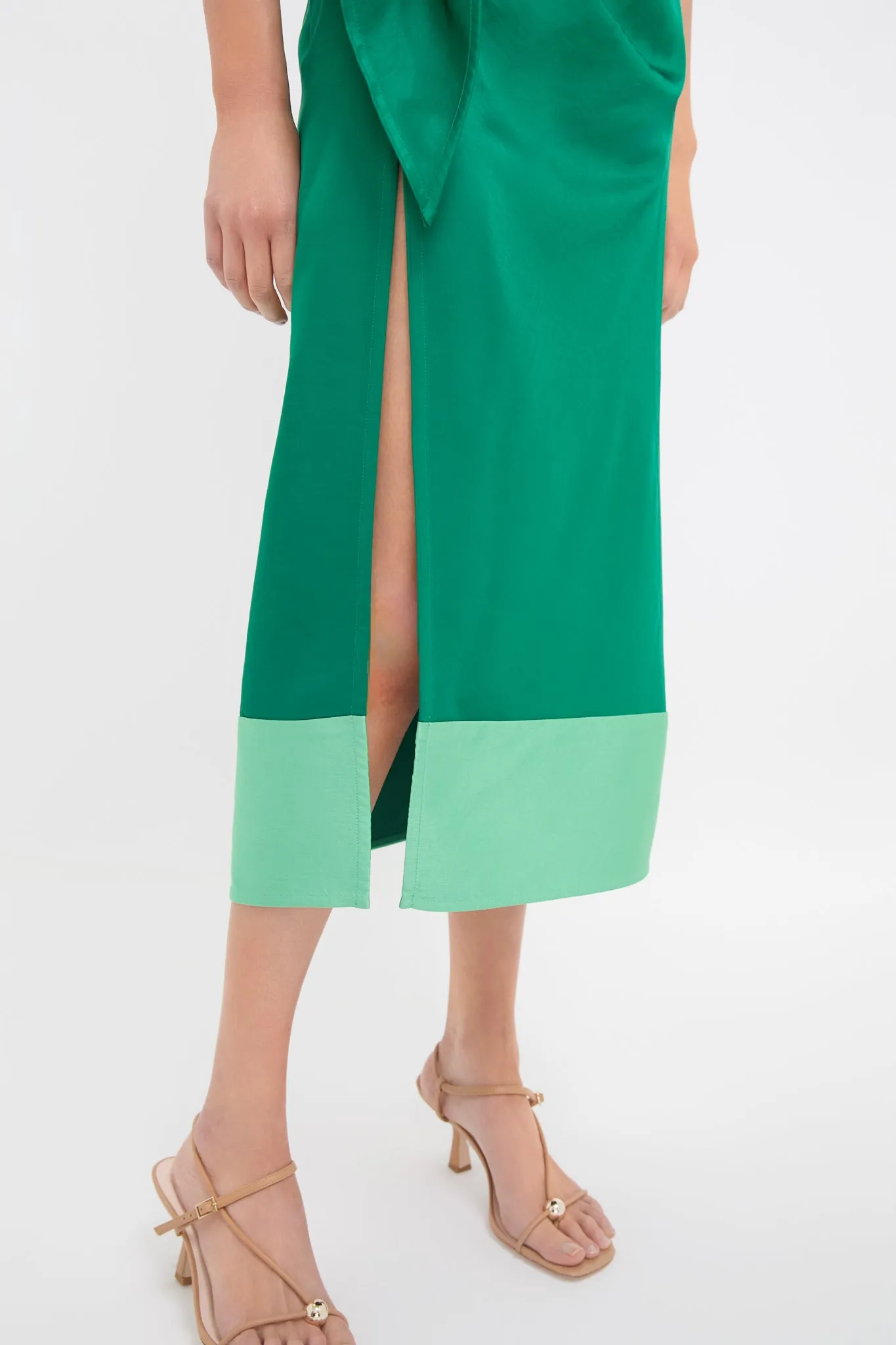 Emerald Slash and Slit Dress