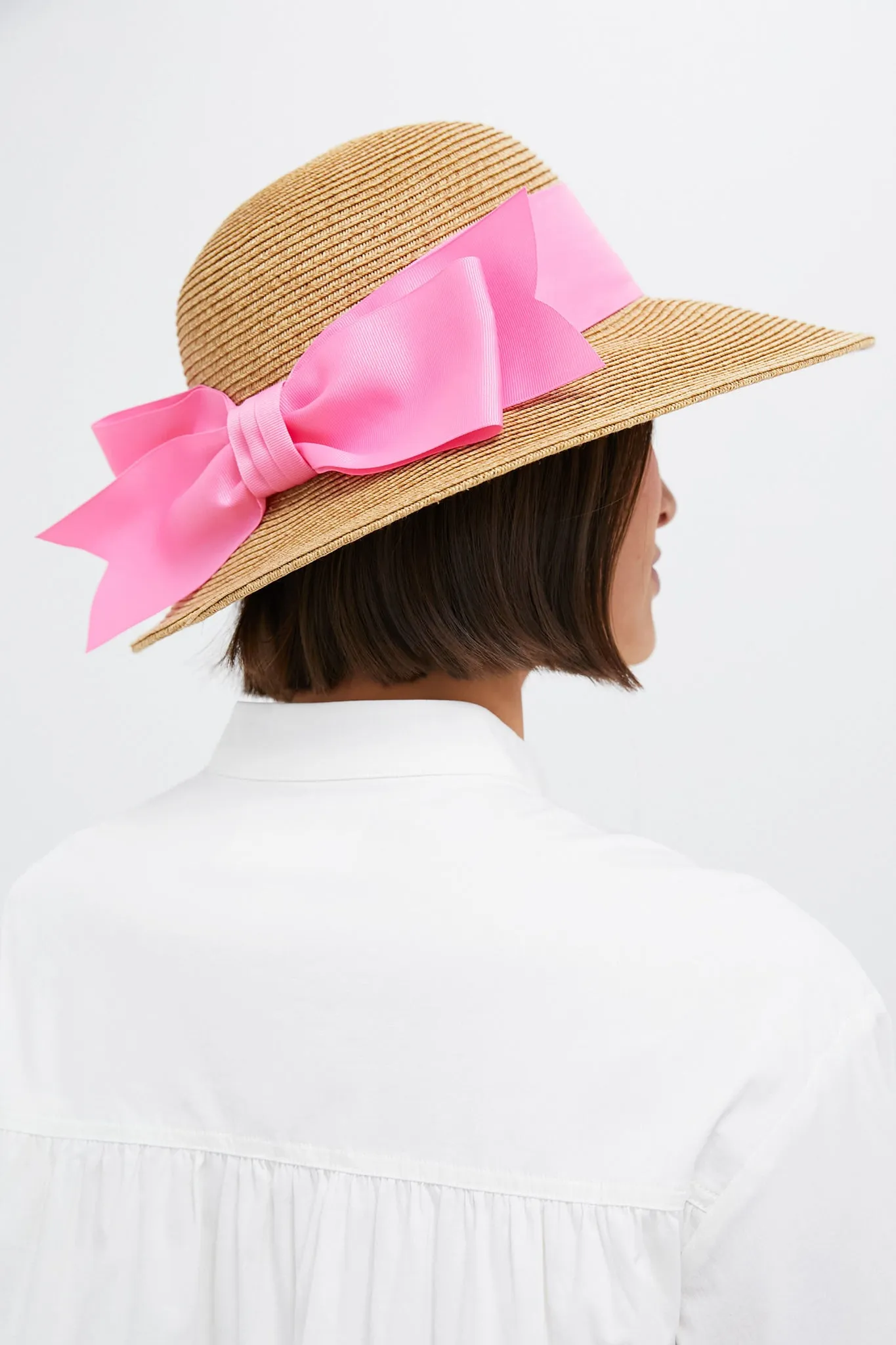 Exclusive Pink Packable Wide Bow Sunhat