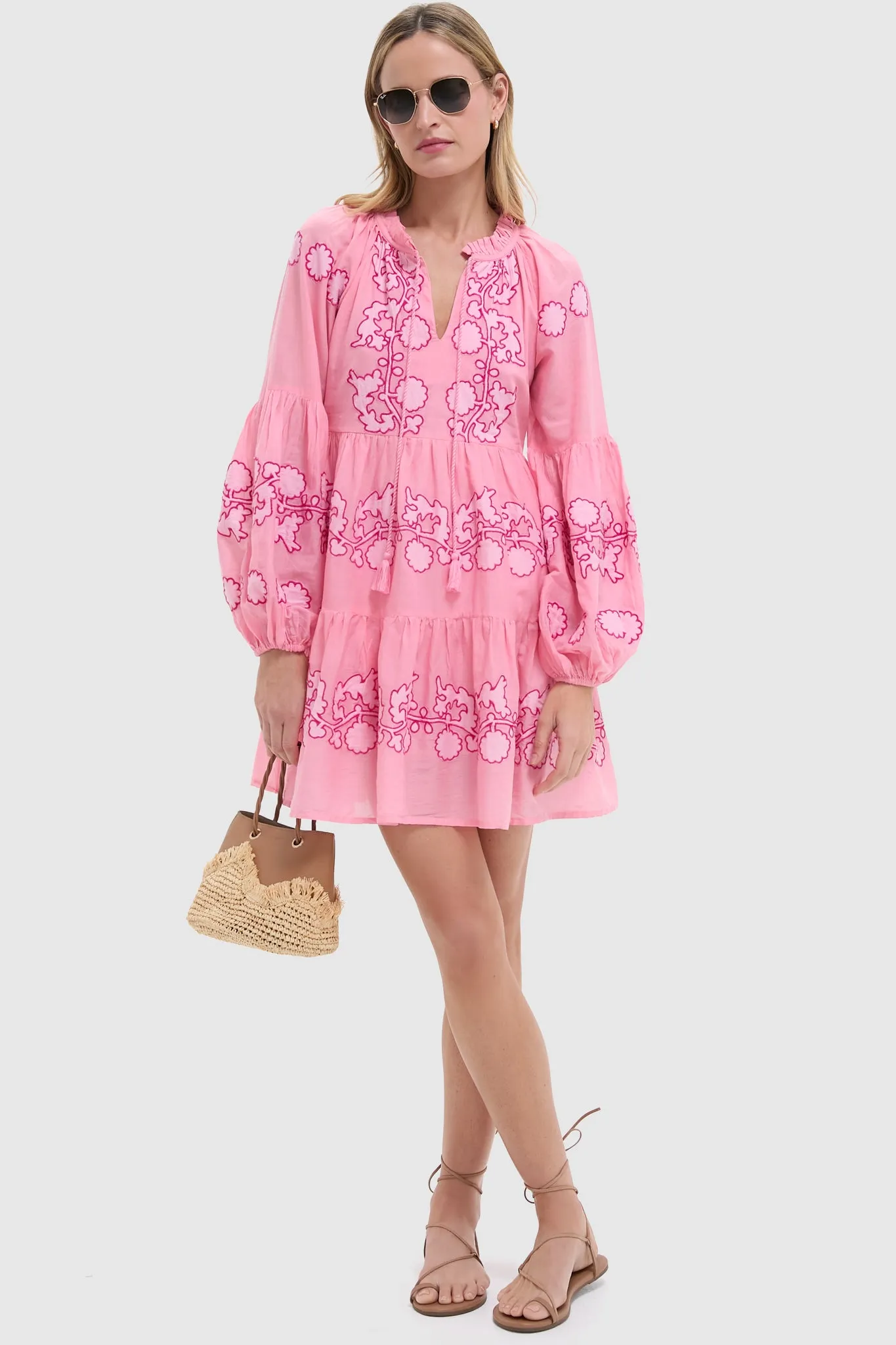 Exclusive Tangier Pink Balloon Sleeve Short Dress