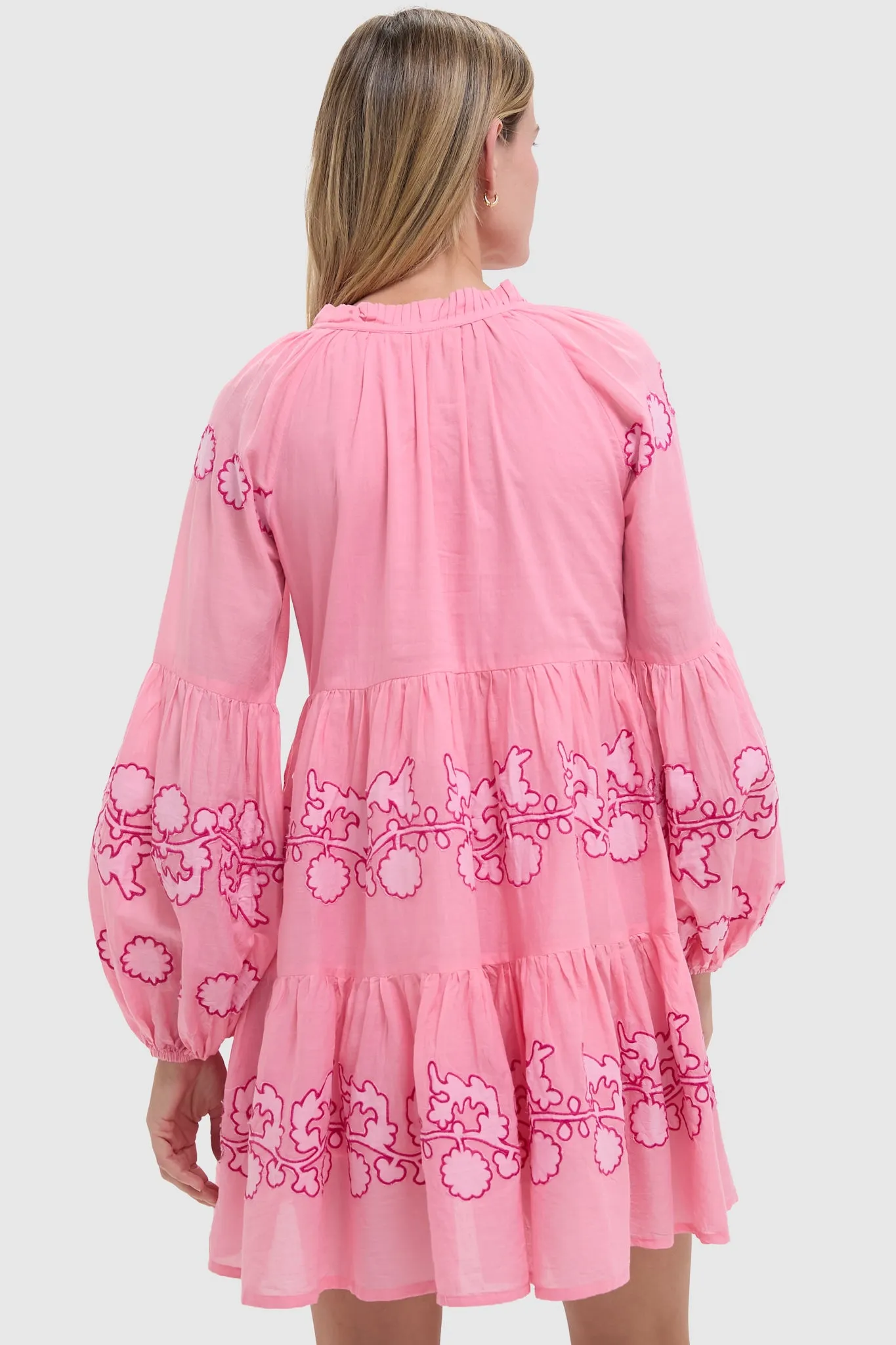 Exclusive Tangier Pink Balloon Sleeve Short Dress