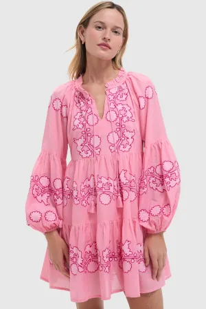 Exclusive Tangier Pink Balloon Sleeve Short Dress