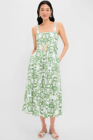 Exclusive White and Green Ninet Dress