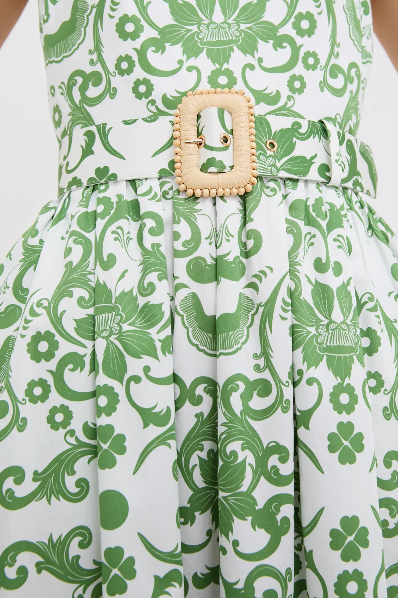 Exclusive White and Green Ninet Dress